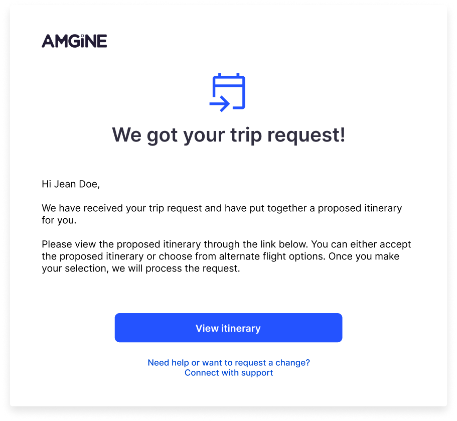 Trip request email